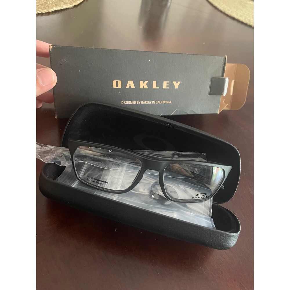 NEW Oakley Hex Jector Mens Eyeglasses Satin Black Rectangular Frames OX8032-0155